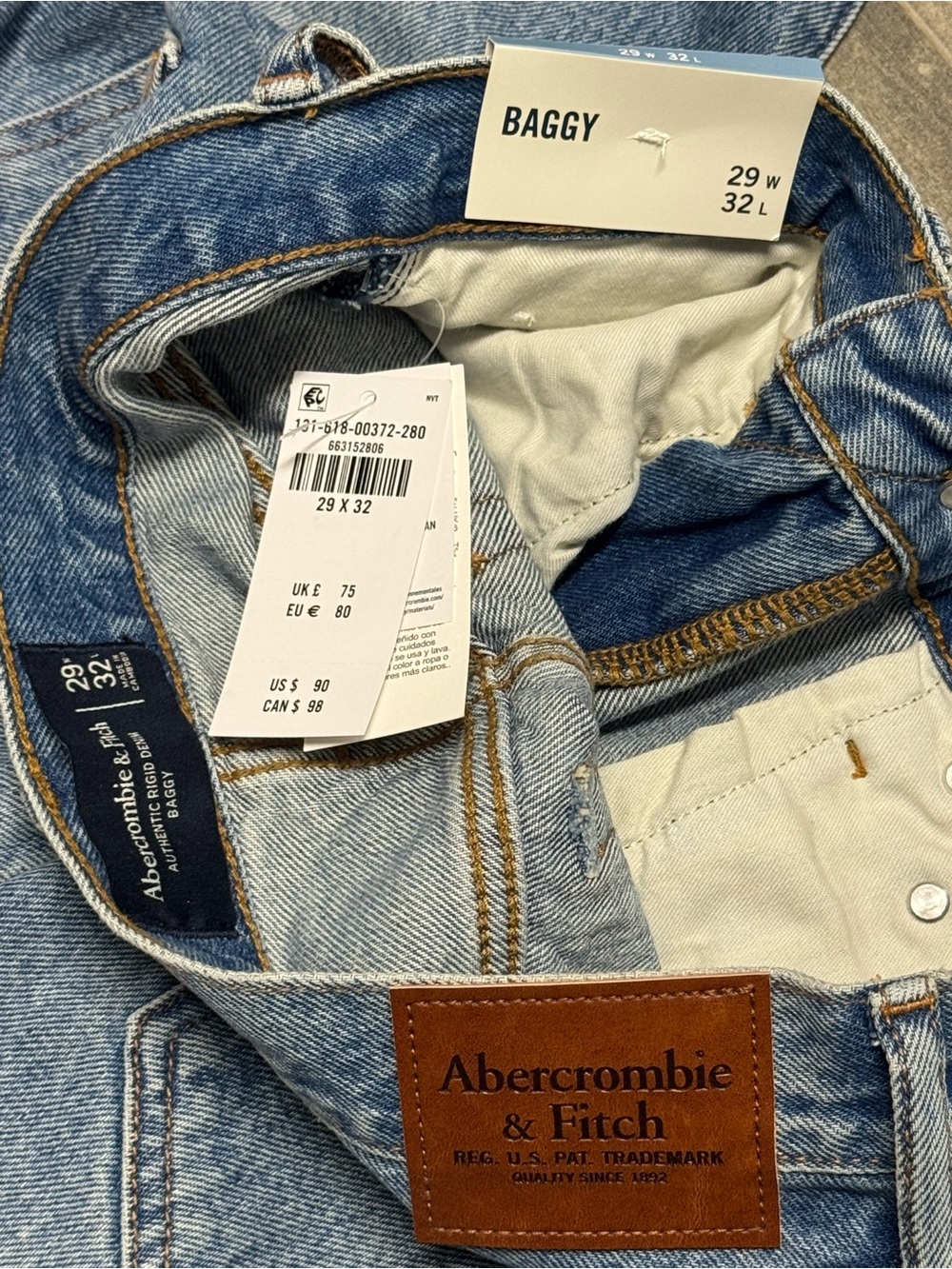 Abercrombie & Fitch Men’s Authentic Rigid Baggy Straight LegJeans Streetwear Y2K